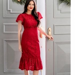Rachel Parcell red lace dress size medium